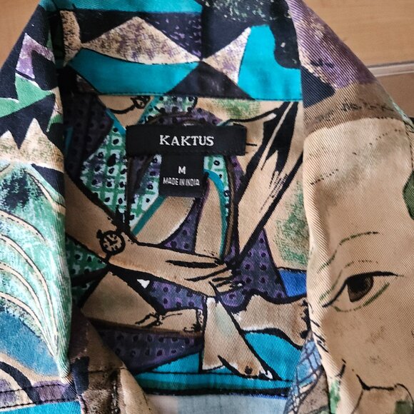Kaktus Abstract Art Print Button Jacket – Picasso Style Faces – Multicolor - Picture 7 of 9